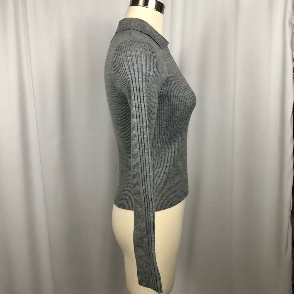 SO Grey Ribbed Collared Sweater - Picture 2 of 6